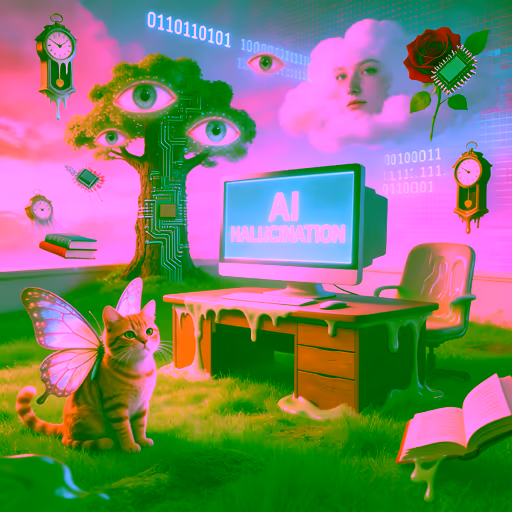 Illustration of AI hallucination — a language model confidently stating a false fact