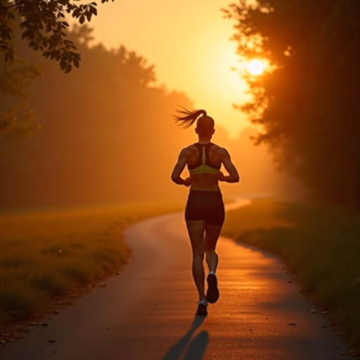 FLUX.1 [dev] — Hyper-realistic photo of an athletic person jogging on a scenic park path during sunrise, golden hour lighting, cinematic, 8k, highly detailed, motion blur on the background, sharp focus on the runner, wearing modern athletic gear, energetic atmosphere.
