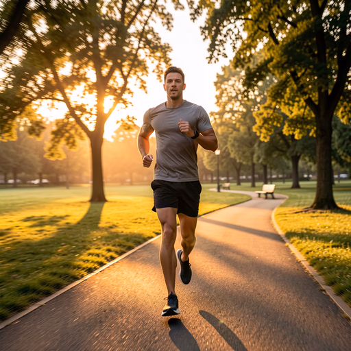 FLUX.2 [klein] 9B — Hyper-realistic photo of an athletic person jogging on a scenic park path during sunrise, golden hour lighting, cinematic, 8k, highly detailed, motion blur on the background, sharp focus on the runner, wearing modern athletic gear, energetic atmosphere.