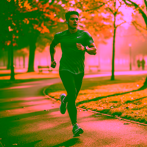 FLUX.2 Max — Hyper-realistic photo of an athletic person jogging on a scenic park path during sunrise, golden hour lighting, cinematic, 8k, highly detailed, motion blur on the background, sharp focus on the runner, wearing modern athletic gear, energetic atmosphere.