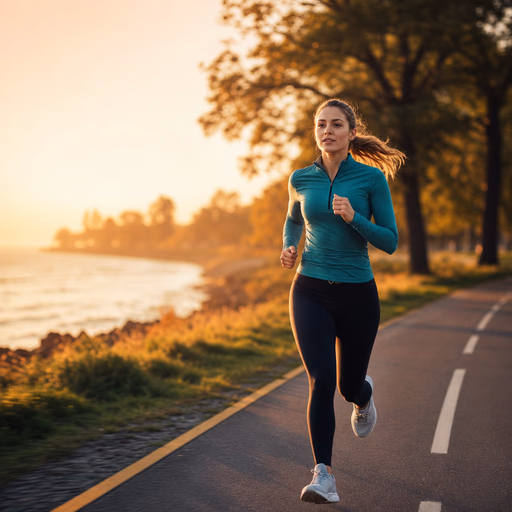 GPT Image 2 Medium — Hyper-realistic photo of an athletic person jogging on a scenic park path during sunrise, golden hour lighting, cinematic, 8k, highly detailed, motion blur on the background, sharp focus on the runner, wearing modern athletic gear, energetic atmosphere.