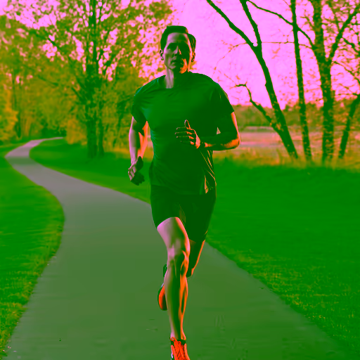 Kling 3.0 Omni — Hyper-realistic photo of an athletic person jogging on a scenic park path during sunrise, golden hour lighting, cinematic, 8k, highly detailed, motion blur on the background, sharp focus on the runner, wearing modern athletic gear, energetic atmosphere.