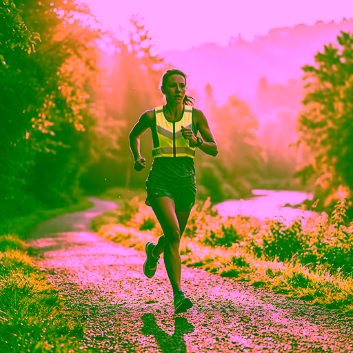 Nano Banana Pro — Hyper-realistic photo of an athletic person jogging on a scenic park path during sunrise, golden hour lighting, cinematic, 8k, highly detailed, motion blur on the background, sharp focus on the runner, wearing modern athletic gear, energetic atmosphere.