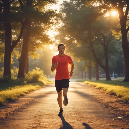 SDXL-Lightning — Hyper-realistic photo of an athletic person jogging on a scenic park path during sunrise, golden hour lighting, cinematic, 8k, highly detailed, motion blur on the background, sharp focus on the runner, wearing modern athletic gear, energetic atmosphere.