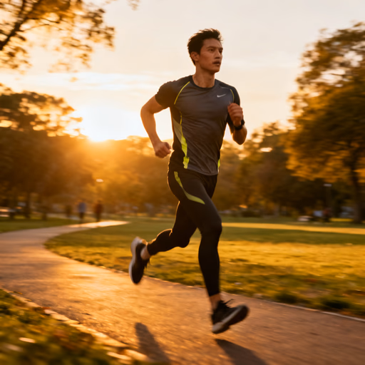Seedream 4 — Hyper-realistic photo of an athletic person jogging on a scenic park path during sunrise, golden hour lighting, cinematic, 8k, highly detailed, motion blur on the background, sharp focus on the runner, wearing modern athletic gear, energetic atmosphere.