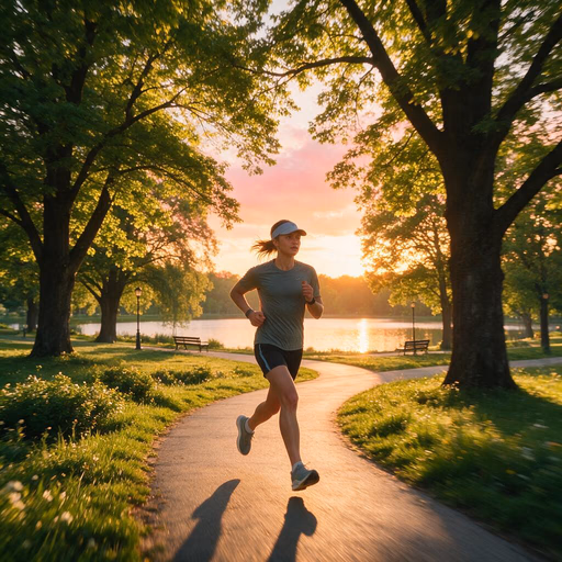 Seedream 5.0 Pro — Hyper-realistic photo of an athletic person jogging on a scenic park path during sunrise, golden hour lighting, cinematic, 8k, highly detailed, motion blur on the background, sharp focus on the runner, wearing modern athletic gear, energetic atmosphere.