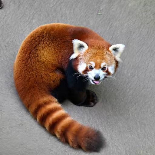 Red panda 4: curled around with its tail in front